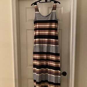 NWT MIRA88 Tank Dress Black Tan, White Strip Sz S